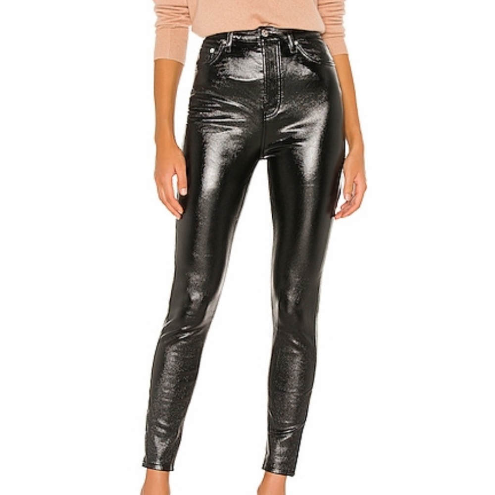 FREE PEOPLE liquid black leather pants NWOT